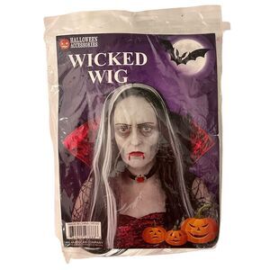 Black & White Streak 23" Long Witch Vampire Gothic - Halloween Wig Adult